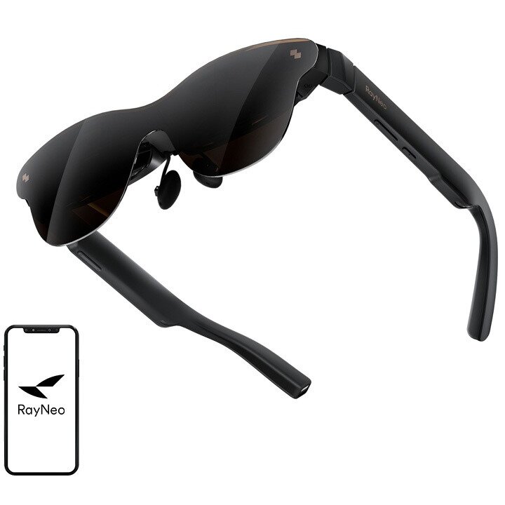 Ochelari AR RayNeo Air 3S Pro, Display Micro-LED 201 inch, 1080p, 120Hz, USB-C, Negru - imagine 2