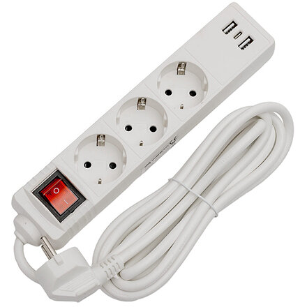 PRELUNGITOR 3 PRIZE CU INTRERUPATOR SI USB 1.5M