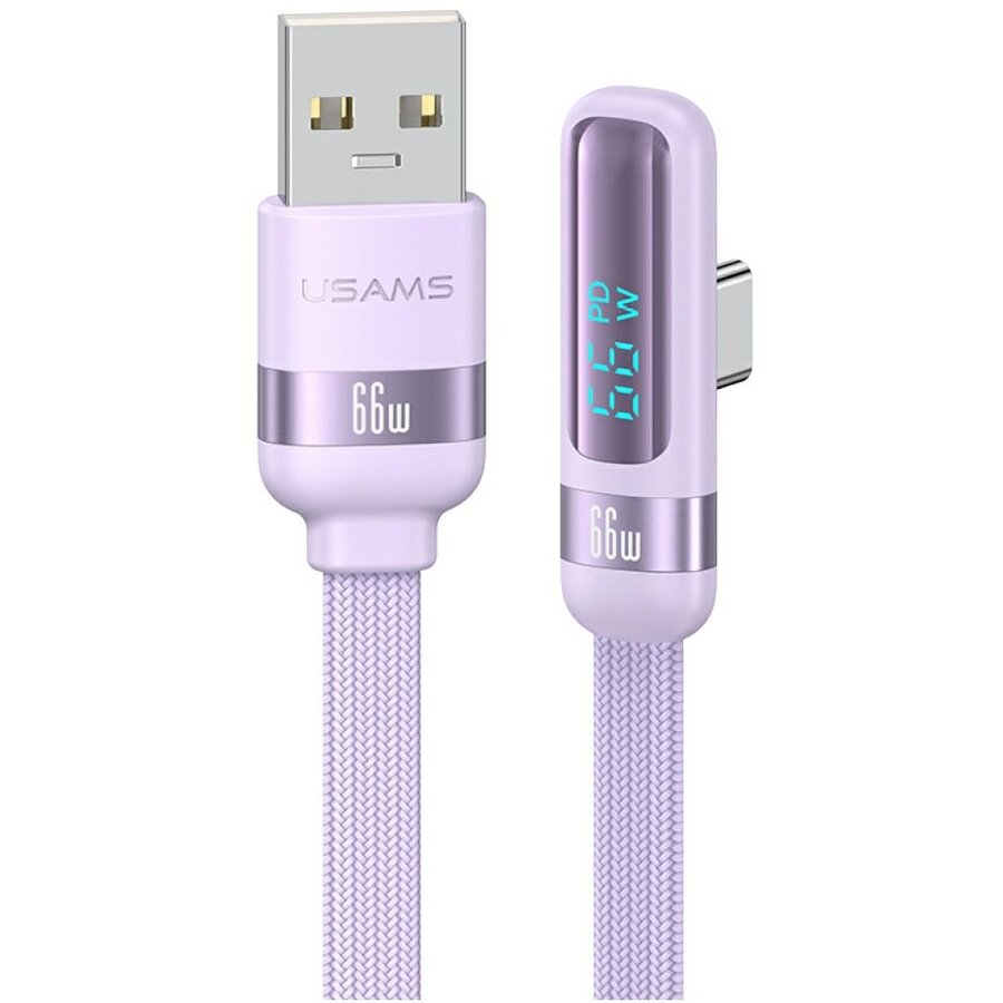 Cablu pentru incarcare si transfer de date USAMS US-SJ651, USB la USB-C, 66W, 5A, 1.2m, Mov - imagine 2