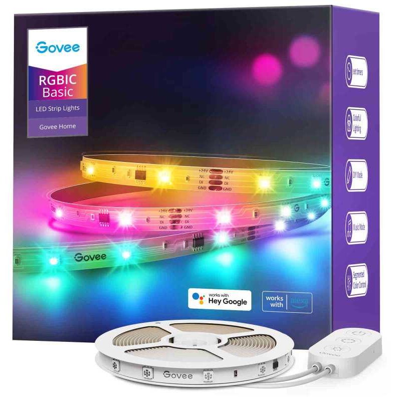 Banda LED Inteligenta RGBIC Basic Wi-Fi + Bluetooth 10m Wi-Fi Bluetooth Sincronizare Muzica Compatibil Alexa-Google Assistant Alb