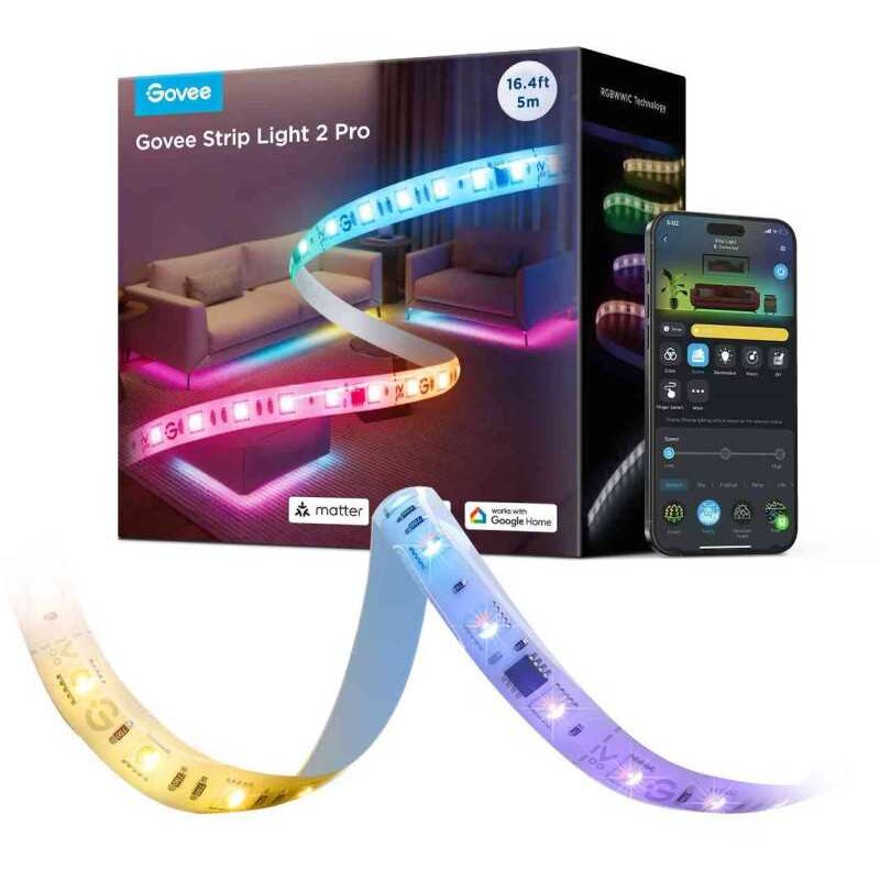 Banda LED Strip Light 2 Pro Bluetooth Wi-Fi 340lm/m 60 LEDs/m Alexa Google Asistant 5m Multicolor