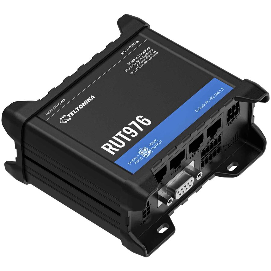 Router Industrial TELTONIKA NETWORKS RUT976 Redcap 5G Dual SIM 4x RJ 45 RS232 RS485 Negru — imaginea 3