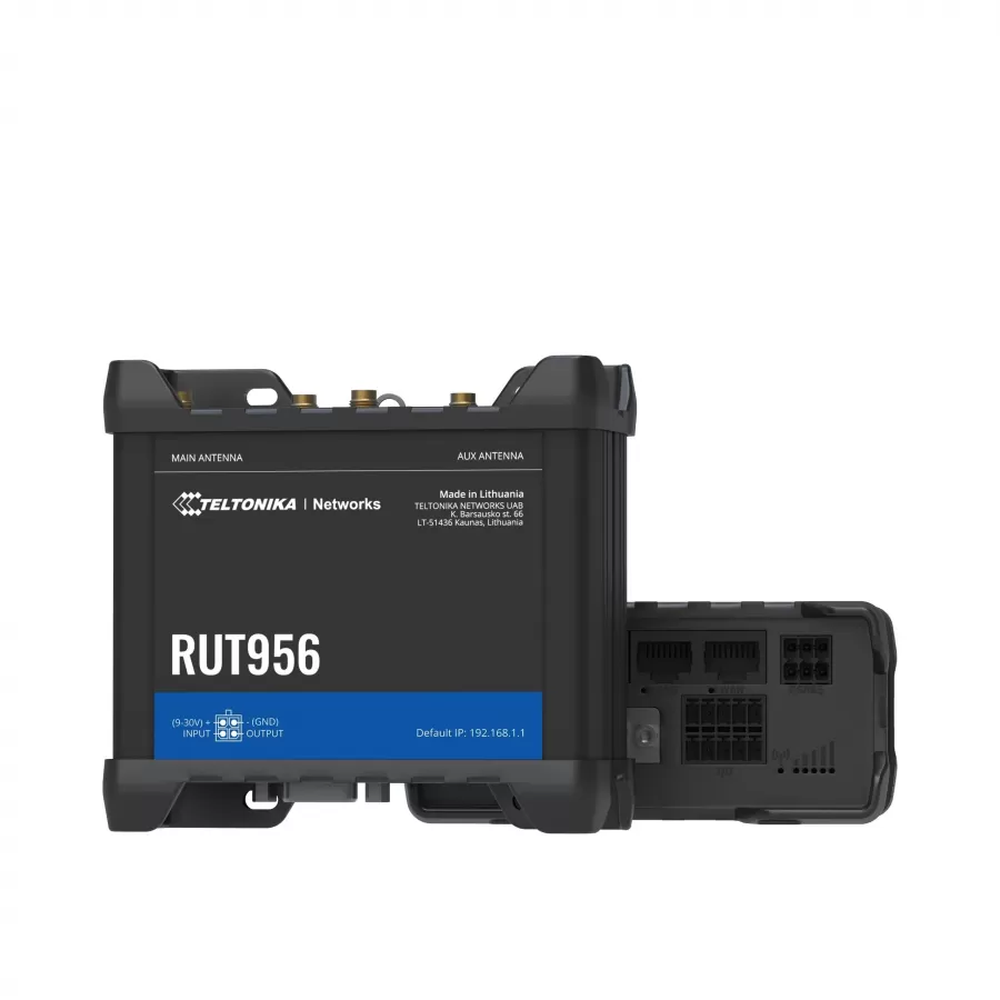 Router Industrial TELTONIKA NETWORKS RUT956 4G LTE Dual SIM 4x RJ-45 RS232 / RS485 Negru