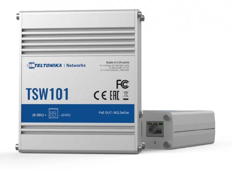 Switch Industrial TELTONIKA NETWORKS TSW101 5x Gigabit Ethernet PoE+ Gri