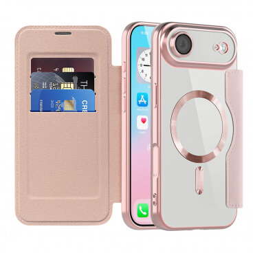 Husa MagSafe Techsuit SmartMag Book pentru Apple iPhone 17 Air Roz