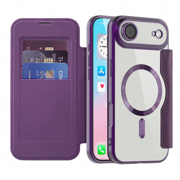 Husa MagSafe Techsuit SmartMag Book pentru Apple iPhone 17 Air Mov