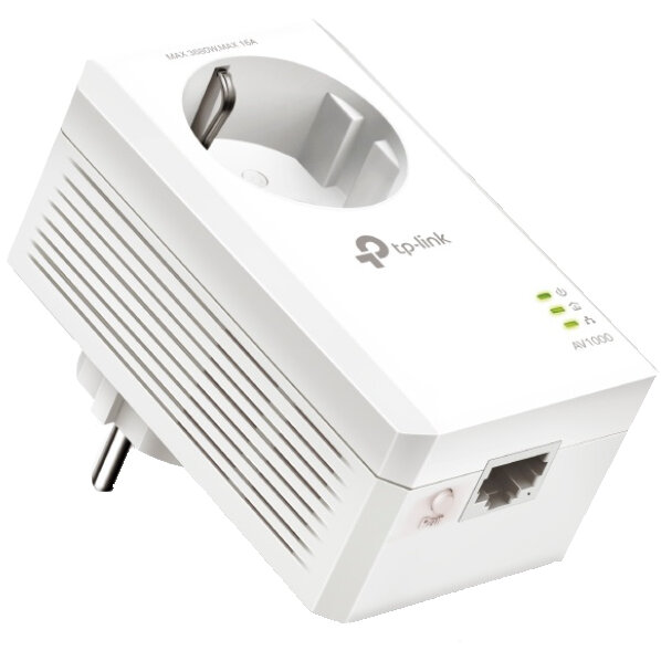 Priza cu adaptor PowerLine AV1000 Tp-Link TL-PA7017P, port Gigabit 1000Mbps, 16A, economiseste energie, plug and play, alb - imagine 2
