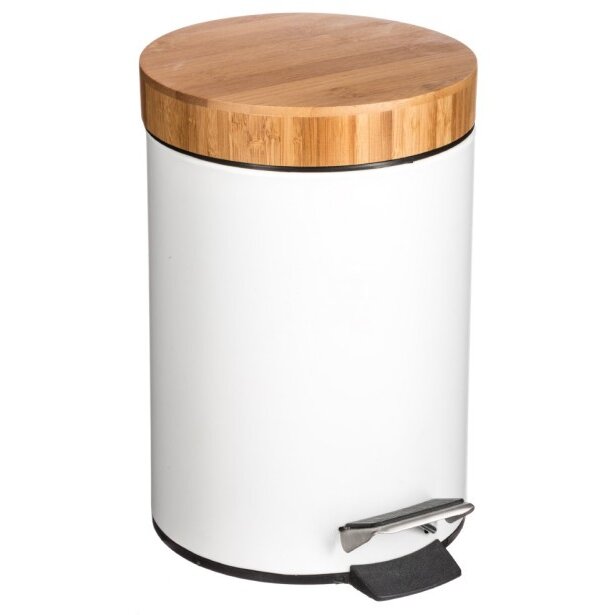 Cos de Gunoi 3L 25.5cm Metal Bambus Alb