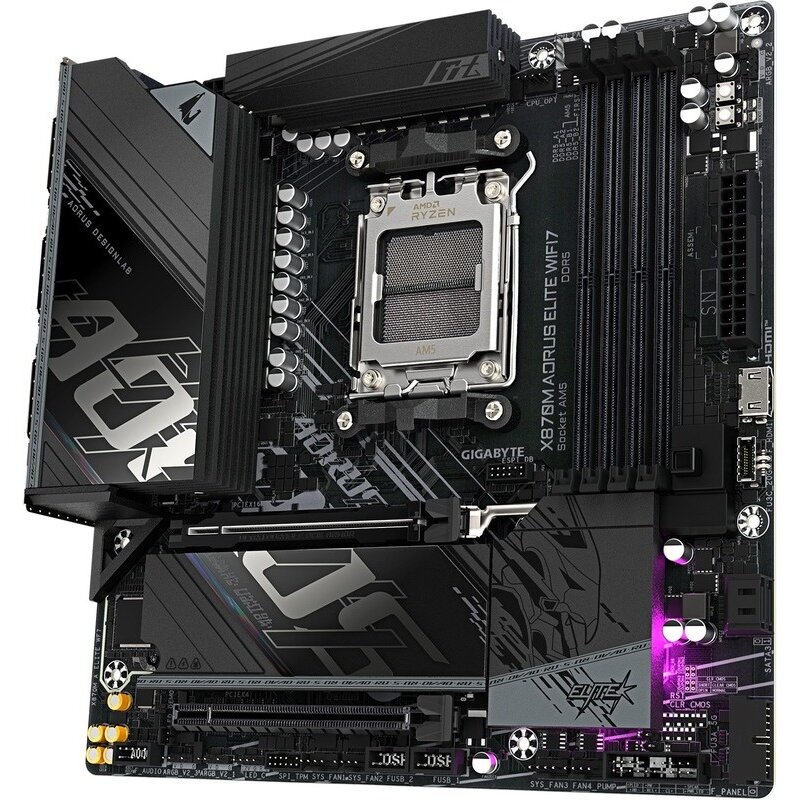 Placa de baza GIGABYTE X870M AORUS ELITE WIFI7, AMD X870, AM5, mATX, DDR5 - imagine 2