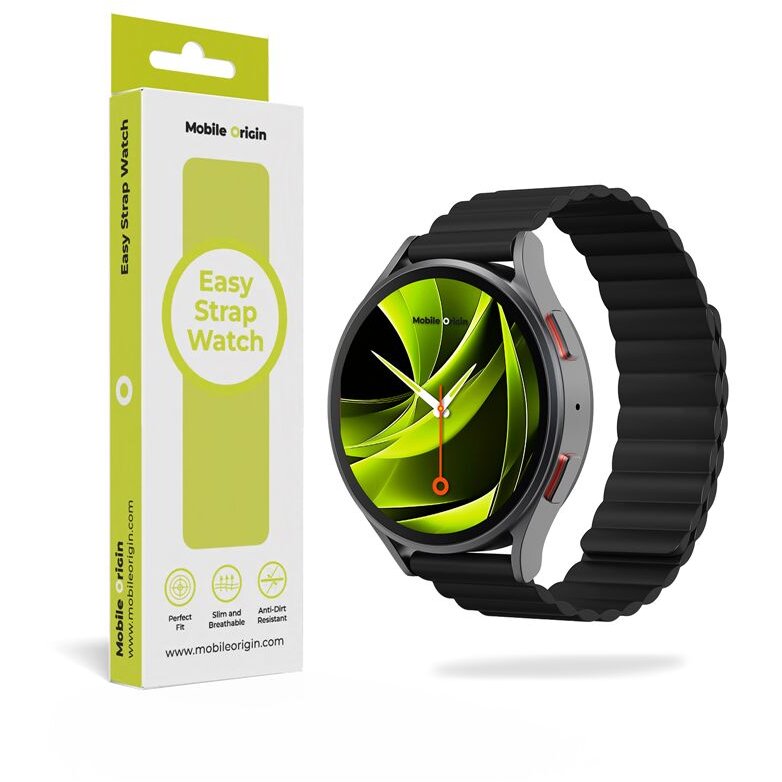 Accesoriu smartwatch Easy Strap, Inchidere magnetica, 22mm, Negru