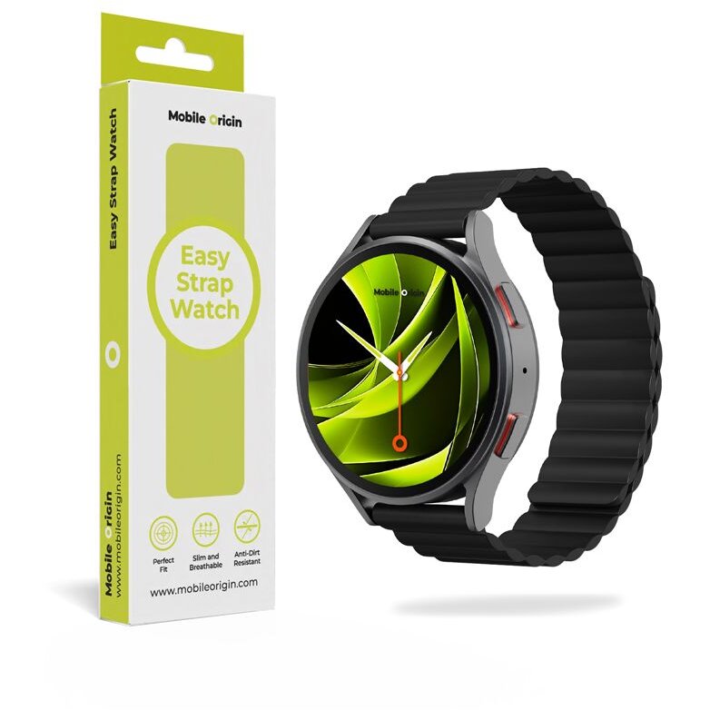 Accesoriu smartwatch Easy Strap, Inchidere magnetica, 20mm, Negru