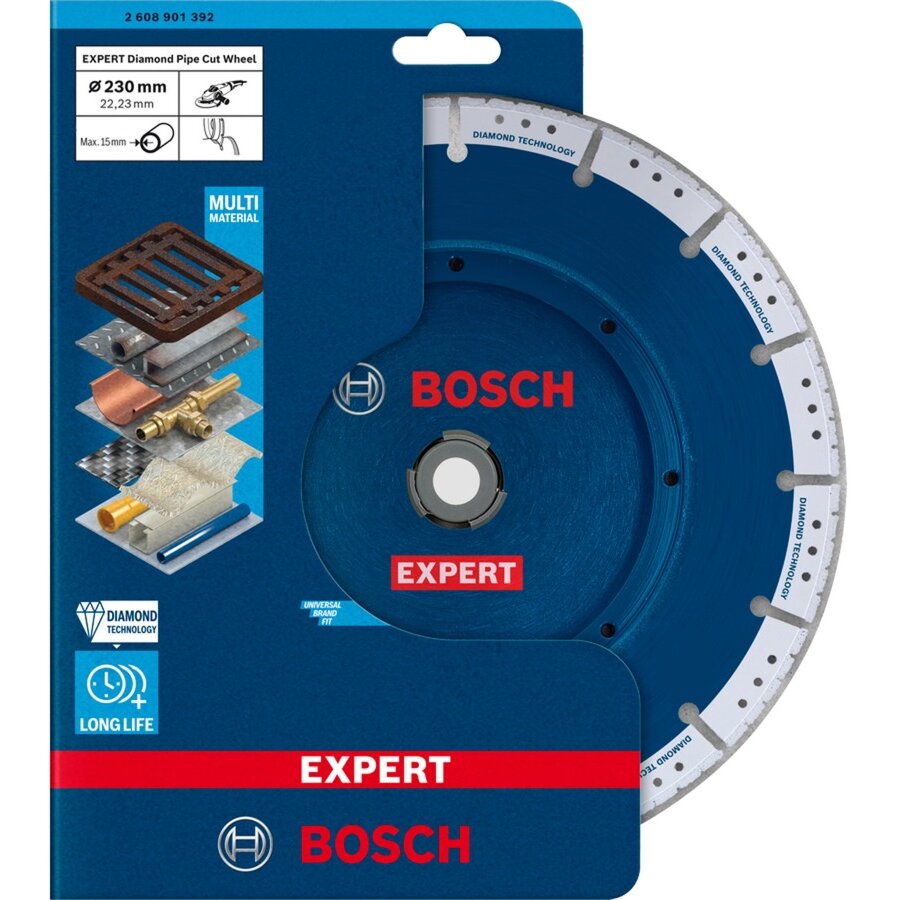 Bosch diamond cutting disc EXPERT Diamond Pipe Cut Wheel, 230mm (bore 22.23mm)