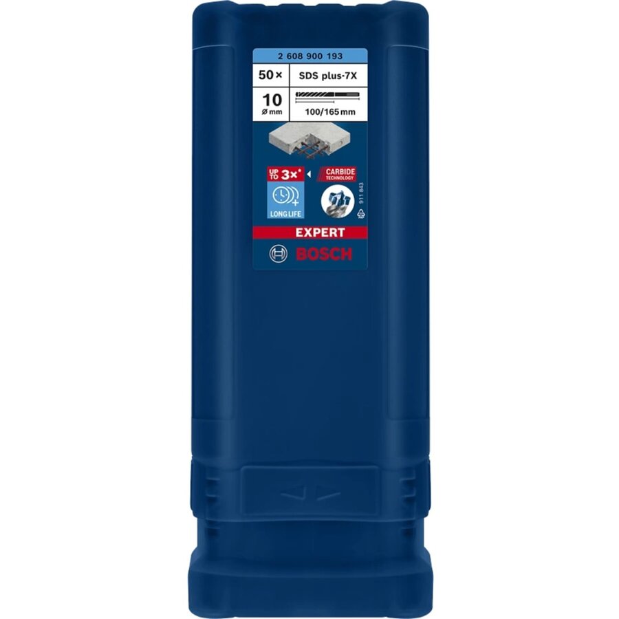 Bosch Expert hammer drill bit SDS-plus-7X,  10mm, 50 pieces (working length 100mm)