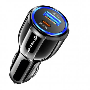 Incarcator Techsuit Auto TE-022 Premium 60W 3A 1 x USB-A - 1 x USB-C Negru