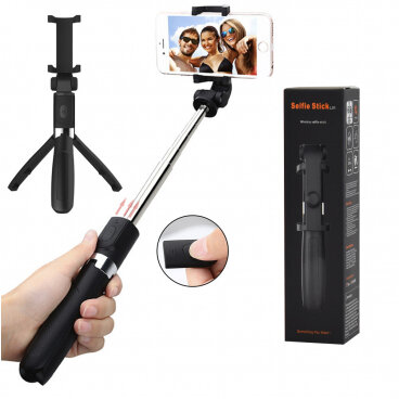 Selfie Stick Techsuit L01s Bluetooth Universal cu Cleme Negru