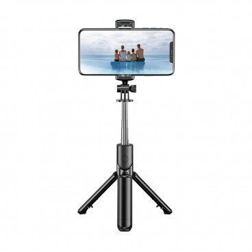 Selfie Stick Techsuit S03 Bluetooth Universal cu Cleme Negru