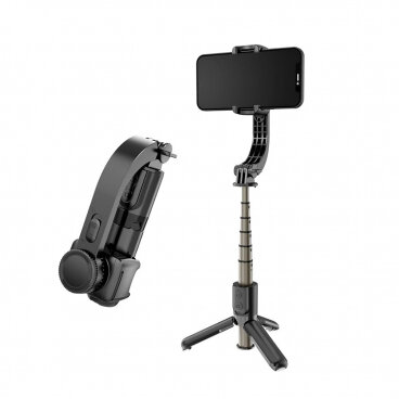Selfie Stick Techsuit L08Mini Bluetooth Universal cu Cleme Negru