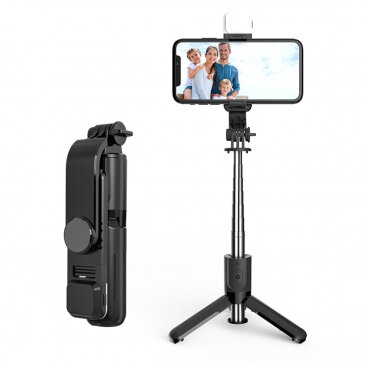 Selfie Stick Techsuit L11s Bluetooth Universal cu Cleme Negru