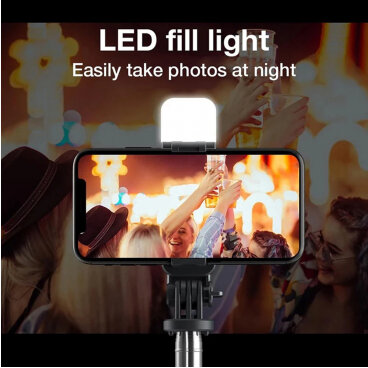 Selfie Stick Techsuit L02s Bluetooth Universal cu Cleme Negru — imaginea 4