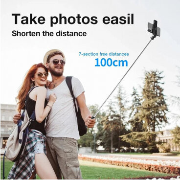 Selfie Stick Techsuit L02s Bluetooth Universal cu Cleme Negru — imaginea 5
