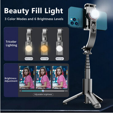Selfie Stick Techsuit L18sMini Bluetooth Universal cu Cleme Negru — imaginea 3