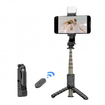 Selfie Stick Techsuit Q10s Bluetooth Universal cu Cleme Negru