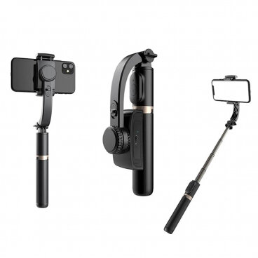 Selfie Stick Techsuit Q08 Bluetooth Universal cu Cleme Negru