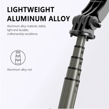 Selfie Stick Techsuit Q03s Bluetooth Universal cu Cleme Negru — imaginea 3