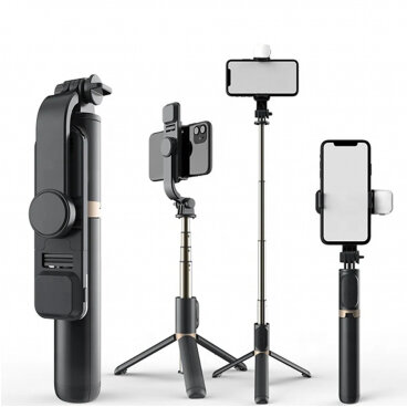 Selfie Stick Techsuit Q03s Bluetooth Universal cu Cleme Negru