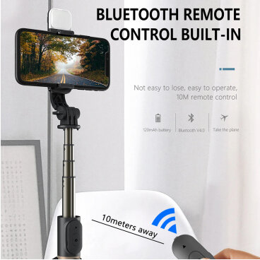 Selfie Stick Techsuit Q03s Bluetooth Universal cu Cleme Negru — imaginea 4