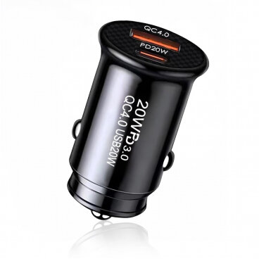 Incarcator Techsuit Auto C4 MiniFuseX 20W 3A 1 x USB-A - 1 x USB-C Negru