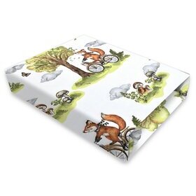 Cearceaf cu Elastic Qmini Pentru Patut Co-Sleeper Aurora 76x43cm Bumbac Certificat Oeko Tex Standard 100 Fox on Bikes Natural