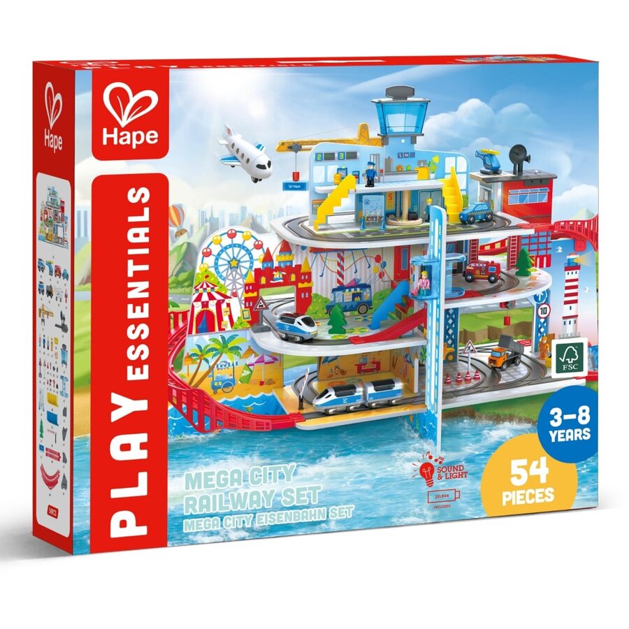 Jucarie Din Lemn Tren Mega City (55 Piese) Copii Varsta 3 Ani+6 Ani+8 Ani+ Multicolor