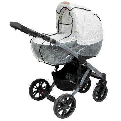 Apărătoare de Ploaie New Baby Basic Universală pentru Cărucior cu Landou cu Orificiu pentru un Contact Mai Bun cu Cel Mic fără Substanțe Nocive 100x80x40cm +0luni Transparent/Negru