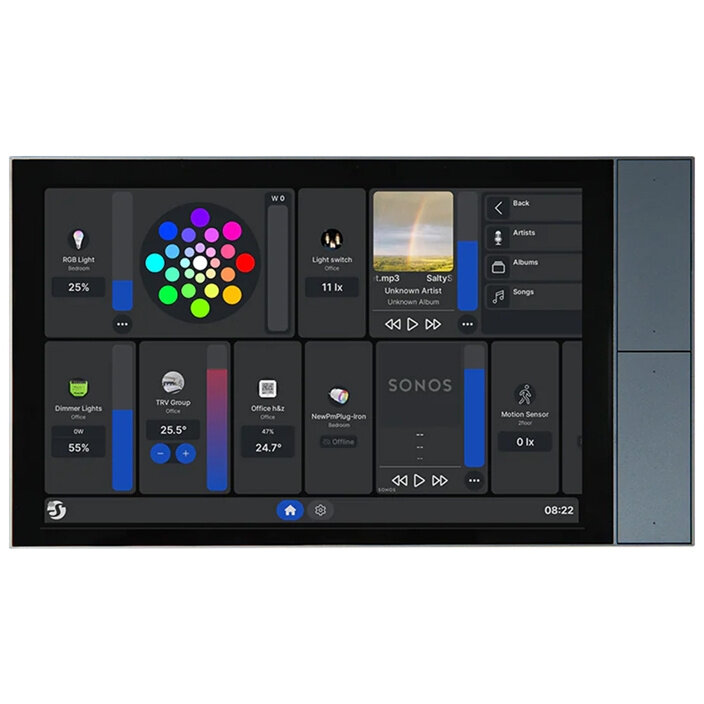 Senzori Wall Display XL, Ecran tactil 10.1 inch, WiFi, Bluetooth 5.4, Functie de monitorizare energie, Control temperatura si lumina, Gri