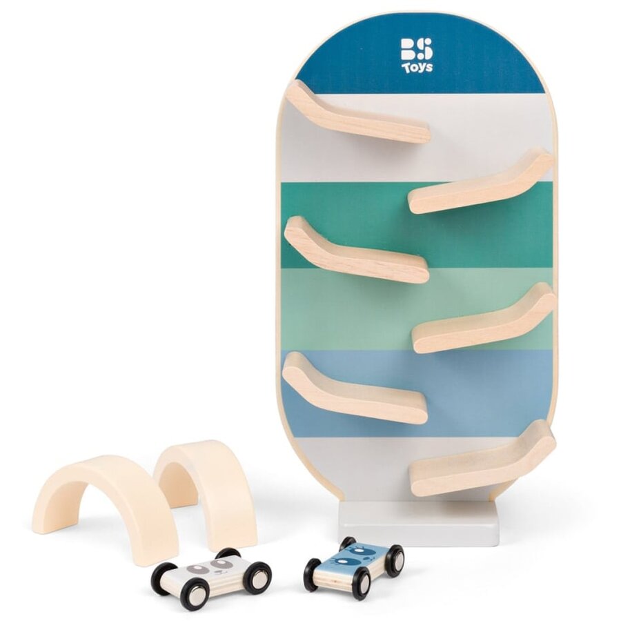 Pista De Curse Auto Din Lemn BS Toys Copii Varsta 2-5 ani Albastru