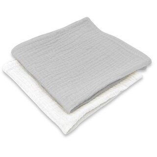 Set 2 Museline Qmini Multifuncționale Material Certificat Oeko Tex Standard 100 30x30cm +0luni Gri și Crem