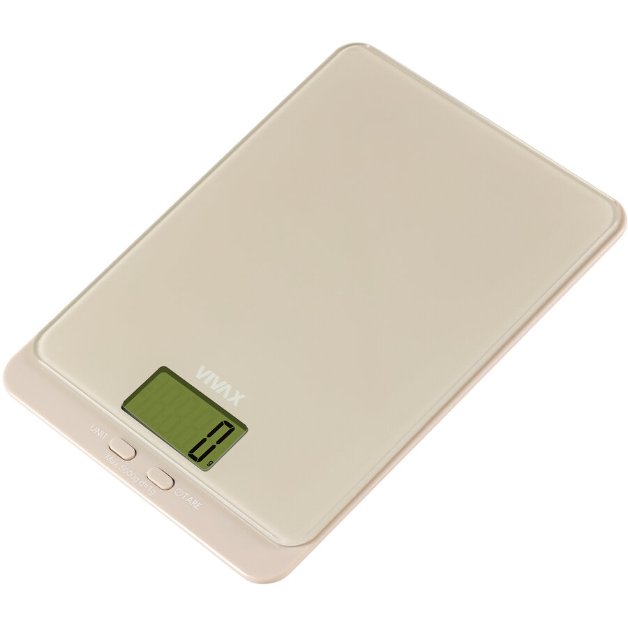 Cantar de Bucatarie KS-502S Ecran Digital Maxim 5KG Sticla Securizata Bej