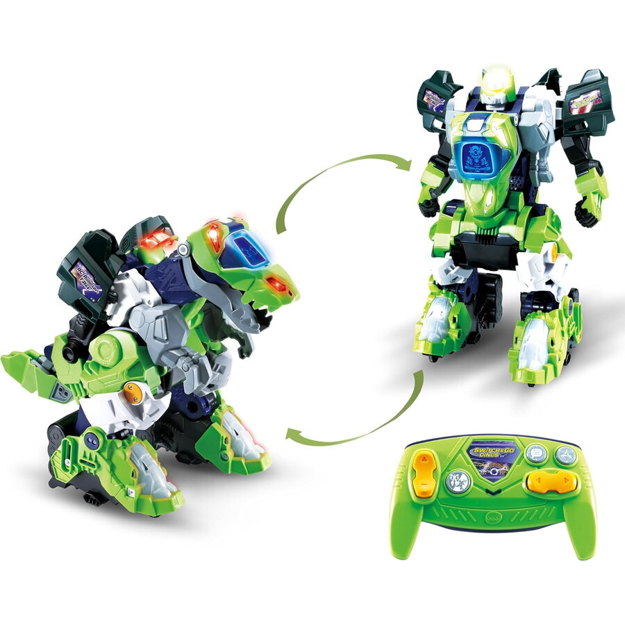 Robot Interactiv Vtech Switch & Go Dinos RC T-REX Controlat prin Telecomanda Varsta 3 - 8 Ani Limba Germană Verde