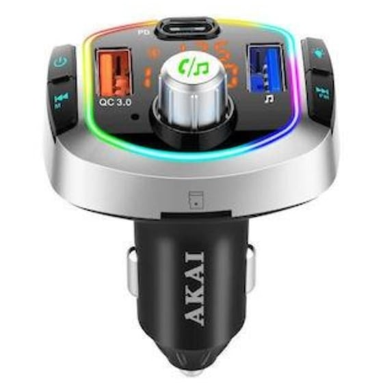 Modulator FM Akai 87.5-108 MHz Bluetooth Cititor USB Micro SD Card Iluminare LED