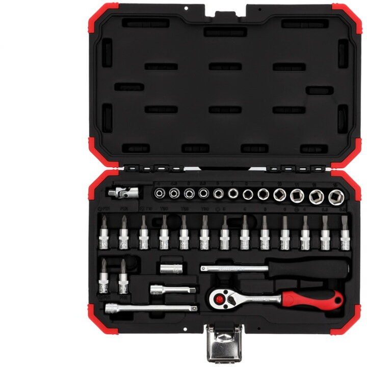 Red socket wrench set 1/4 SW4-13mm 33 pieces - 3300051