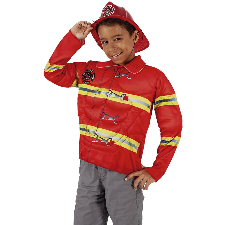 Set Costum Pompier 701700 Casca si Vesta Varsta 5 Ani+ Rosu