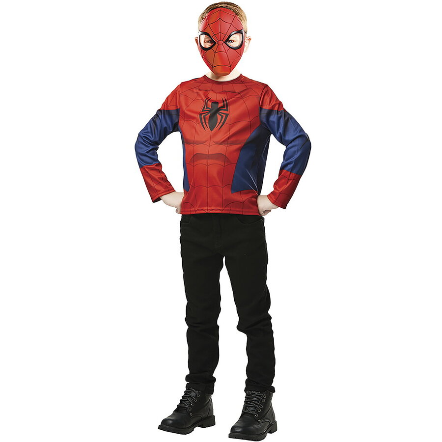 Set Costum Spiderman 300108 Bluza si Masca Varsta 5 - 8 Ani Rosu/Albastru
