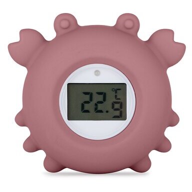 Termometru Digital Petite&Mars Crabul Caleb Multifuncțional Ecran Ușor de Citit Valoare Precisă Silicon Sigur Avertizare Temperatura +0luni Roz