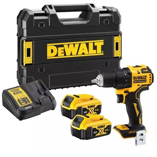 Masina de Gaurit si Insurubat DCD708P2T-QW 18V XR 1650RPM 2 Acumulatori 5.0Ah si Incarcator in Cutie Transport Negru/Galben
