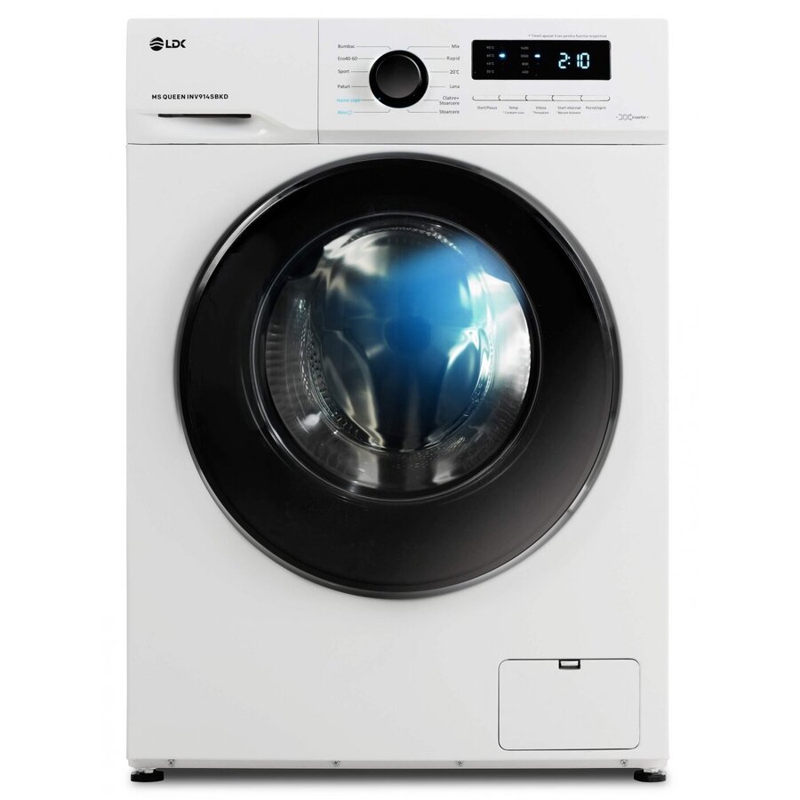 Masina de Spalat Rufe QUEEN INV914SBKD A Clasa A Capacitate 9 Kg 1400 Rpm Steam Amanare Pornire DrumClean Motor Inverter Alb