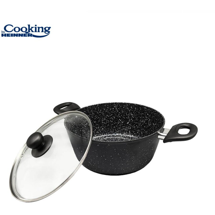 Cratita Aluminiu Forjat ONIX 22x9cm 2.8l cu Capac Negru