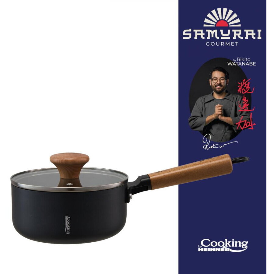Caserola Aluminiu Rikito Watanabe Samurai Gourmet Inductie 16x7.5cm 1.4l  Negru