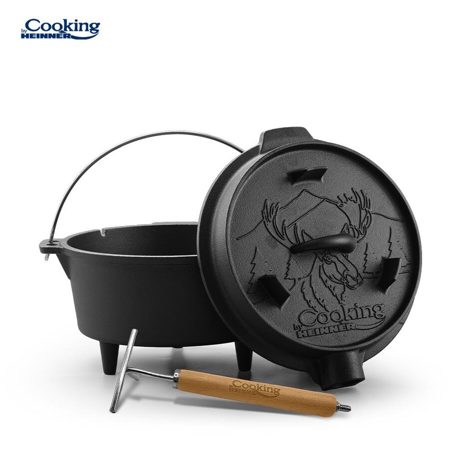 Ceaun Fonta Pura 2-in-1 Capacul Poate Fi Folosit ca Tigaie Grill  25cm 3.7l Nature Negru