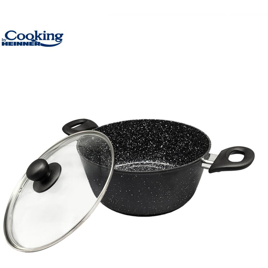 Semioala Aluminiu Forjat Onix cu Capac 24x10cm 3.8l Negru